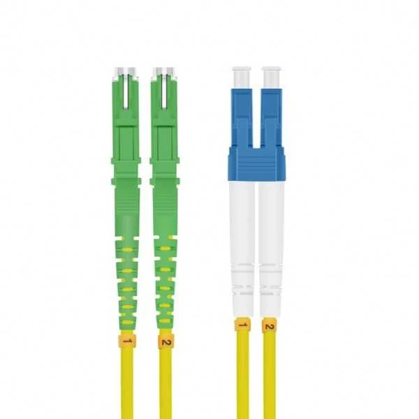 Helos šviesolaidinis kabelis E2000® APC (LSH)/LC Duplex 9/125 µm OS2 geltonas 0,5 m