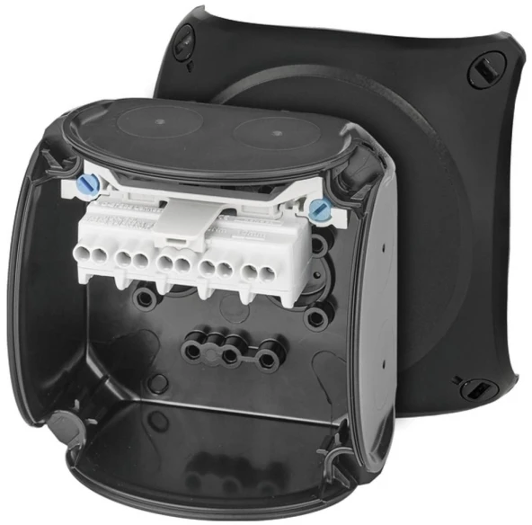 Hensel 62000335 ATEX skirstomoji dėžutė 2 ir 22 zonoms IP66 93x93x62mm juoda 5x2,5 mm2 Cu KX 0202 C