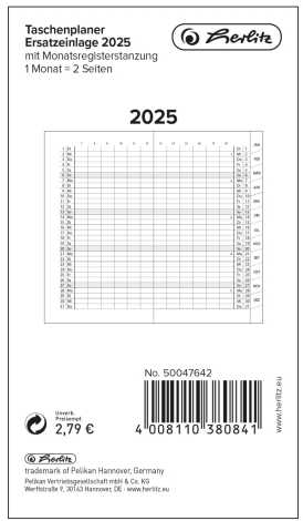 Herlitz Herlitz Taschenplaner mit Monatsregisterstanzung geheftet
