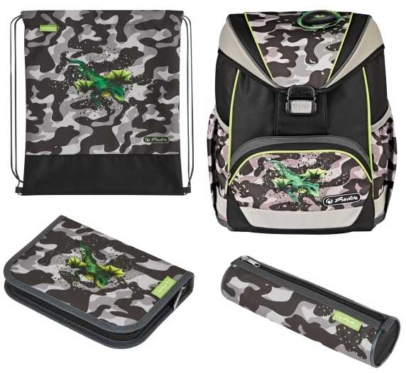 Mokyklinė kuprinė Herlitz Ultralight Plus Camo Dragon, 15 l