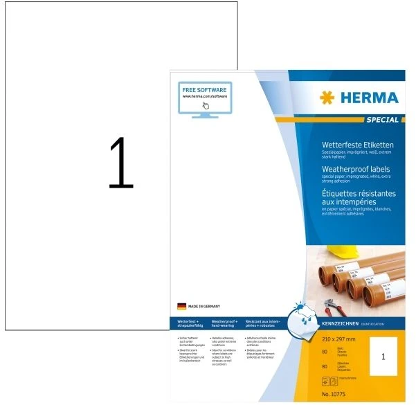 Herma HERMA 10775 etiketės spausdinimui Baltas Lipnios etiketės spausdinimui