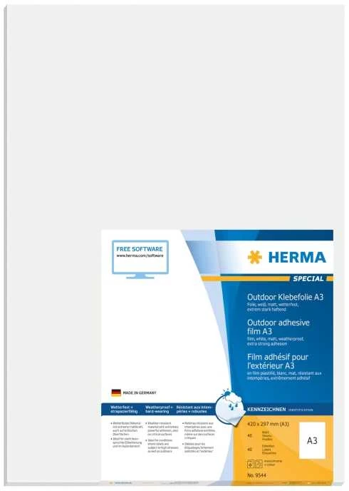 Carruzzo HERMA 9544 lipni etiketė Stačiakampis Balta 40 vnt