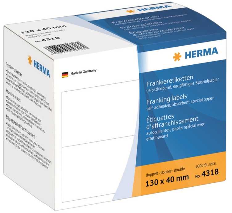 HERMA 4318 lipni etiketė Balta Stačiakampis 1000 vnt