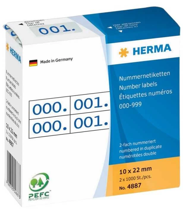 Herma Lipnios etiketės 2x / 10 x 22mm Mėlynai-Balta (4887)