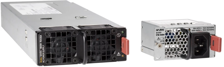 Hewlett Packard (HP) Maitinimo šaltinis serwerowy HP HPE Aruba - Mit C16-Eingangsadapter - Stromversorgung Hot-Plug (Plug-In-Modul) - AC/DC - 1800 Watt - Europa - fur HPE Aruba 6405, 6405 48SFP+, 6405 96G, 6410