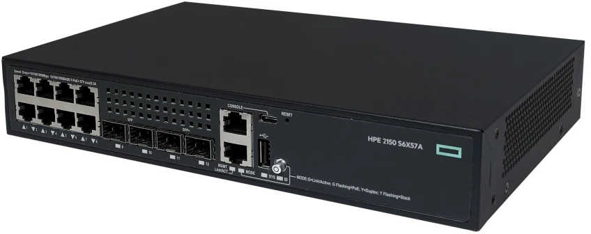 Šakotuvas HPE S6X57A Networking CW 2150 8p 10M/100M/1G PoE+ 2p SFP 1G 2p SFP+ 1/10G 125W komutatorius