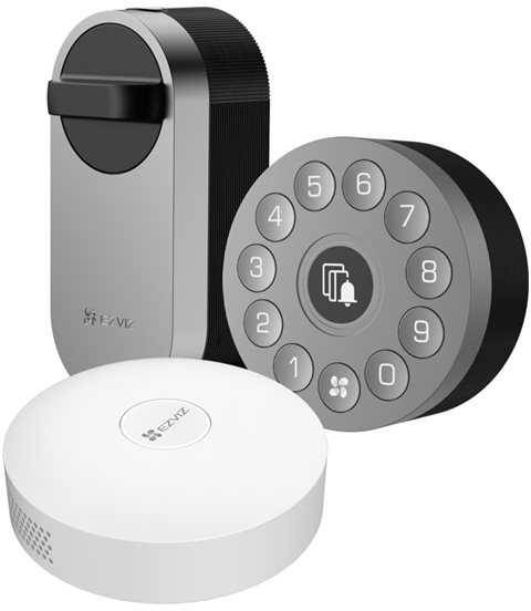 Ezviz DL01S 3in1 komplekts Viedā slēdzene iekštelpas + ārpus telpas + durvju zvans ar Gatewayy Sudraba