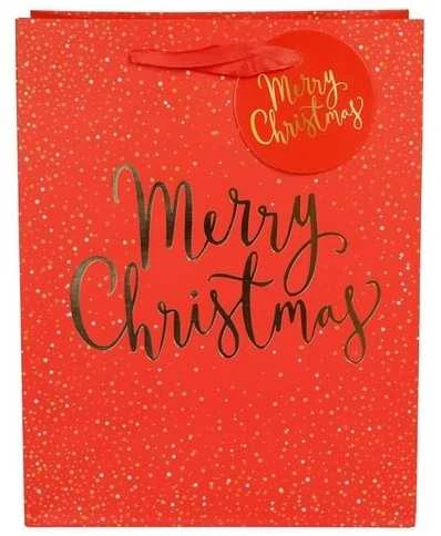Raudonas Merry Christmas dovanų maišelis su 3D kortele