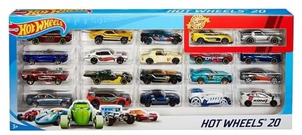 Mattel Dvidešimties „Hot Wheels“ automodelių rinkinys