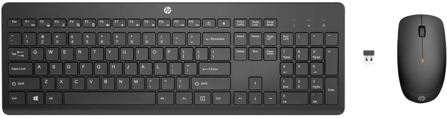 Klaviatūra HP 230 WL Pelė+KB COMBO FR, Full-size (100%), Wireless, RF belaidė, Membrane, Juodas, su pele