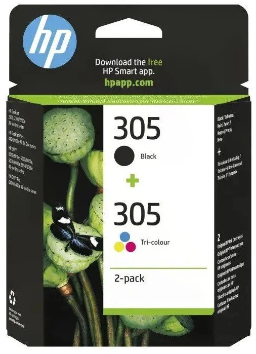 Hewlett Packard (HP) HP 305 2 vnt. Tri-color/Juodas (6ZD17AE) Rašalinių kasečių komplektas, CMY/BK
