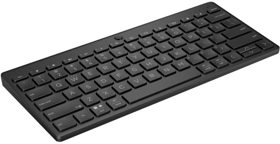 HP 350 kompaktiška kelių įrenginių „Bluetooth“ klaviatūra, belaidė, „Bluetooth“, mechaninė, QWERTY, juoda
