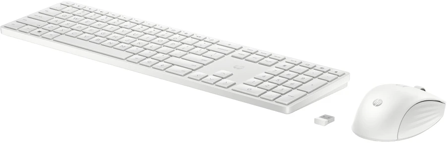 Klaviatūra HP 655 belaidė klaviatūros ir pelės rinkinys, viso dydžio (100%), belaidis, RF belaidis + USB, balta, pelė pridėta