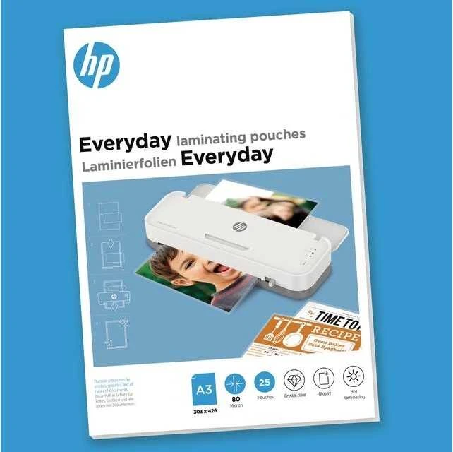 HP EVERYDAY laminuoti lapai, A3, 80 mikronų, 25 vnt., blizgūs/poliruoti