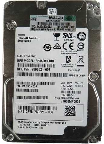 Hewlett Packard (HP) 600 GB 3,5 colio kietasis diskas, 15 000 kJ/min., LFF **Siunčiamos naujos, sandarios atsarginės dalys**