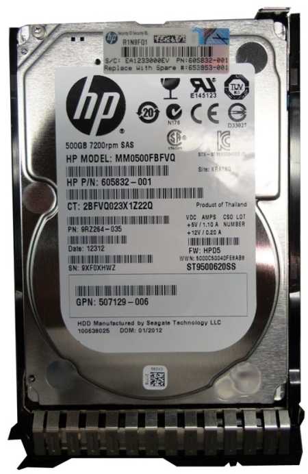 Hewlett Packard (HP) HPE Midline - Kietasis diskas - 500 GB - Karštojo keitimo - 2.5" SFF (6.4 cm SFF) - SAS 6Gb/s - 7200 RPM - su HP SmartDrive laikikliu