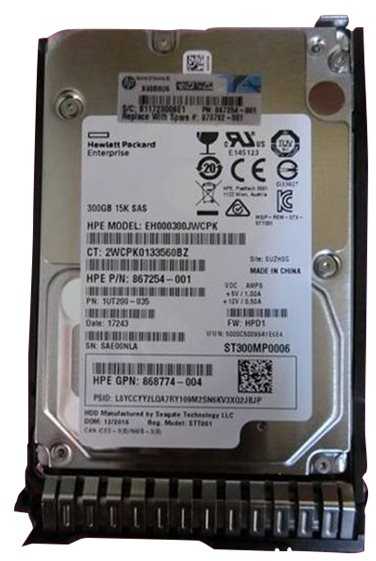 Hewlett Packard (HP) [870792-001] Hewlett Packard Enterprise 300GB, 2.5", 12G SAS, 15K rpm, SFF, SC, Ent