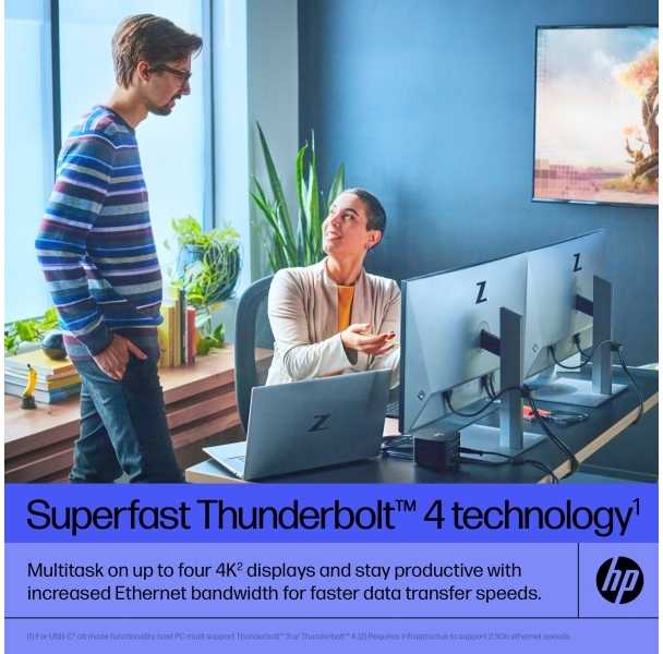 Hewlett Packard (HP) HP Thunderbolt dokas 120W G4, Laidinis, Thunderbolt 4, Juoda, Kensington, 100 - 240 V, 50 - 60 Hz