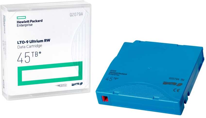 Hewlett Packard (HP) HPE LTO-9 Ultrium 45 TB RW nestandartiškai pažymėtos bibliotekos paketas 20 duomenų kasečių su dėklais
