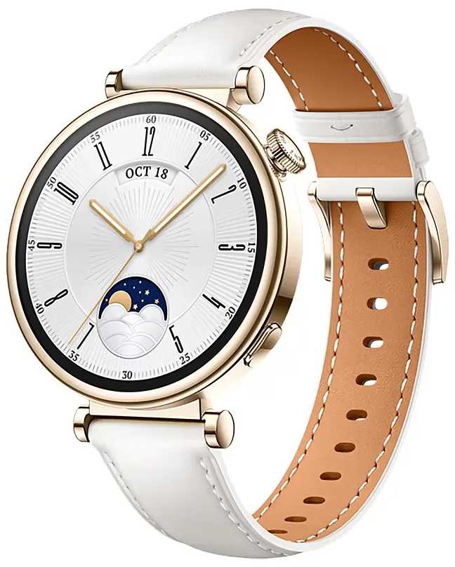 HUAWEI WATCH GT4 41mm Gold White Leather Armband