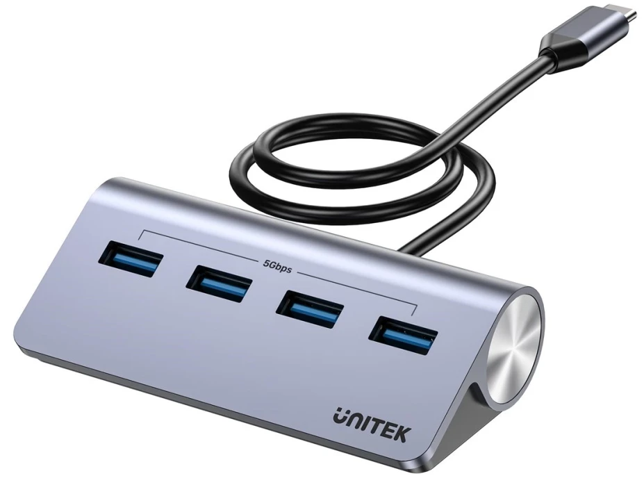 „Unitek“ ergonomiškas USB-C šakotuvas | 4x USB-A | 5 Gbps