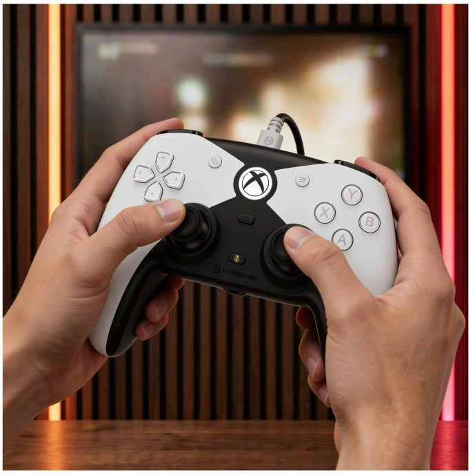 „Hyperkin“ valdymo pultas „Competitor“ XBOX baltas (M01638-WH)