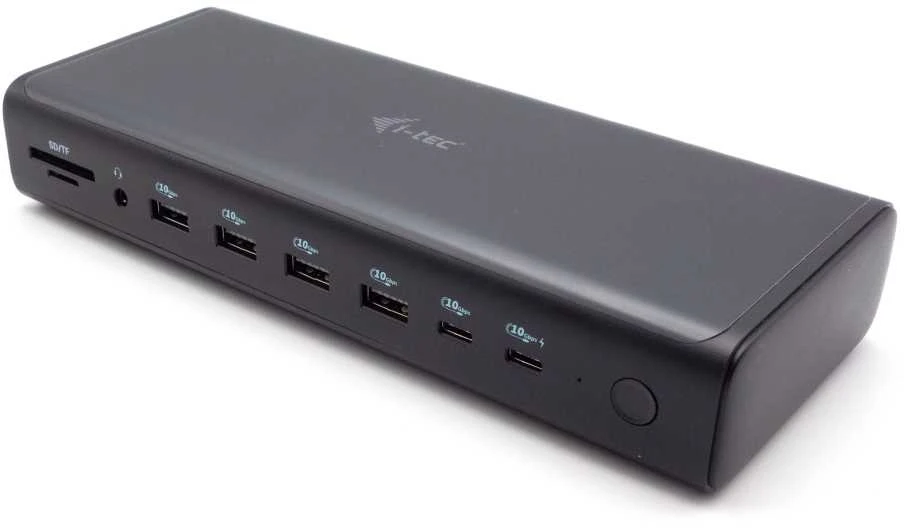 I-TEC Universal 6x 4K Ekranas DS 6x4K 2xDP 2xHDMI 2xUSB-C 1xGLAN 2xUSB-C Gen.2 4xUSB 3.2 1xGarso / mikrofono lizdas 1xSD / Micro SD Kl PD 140W KL