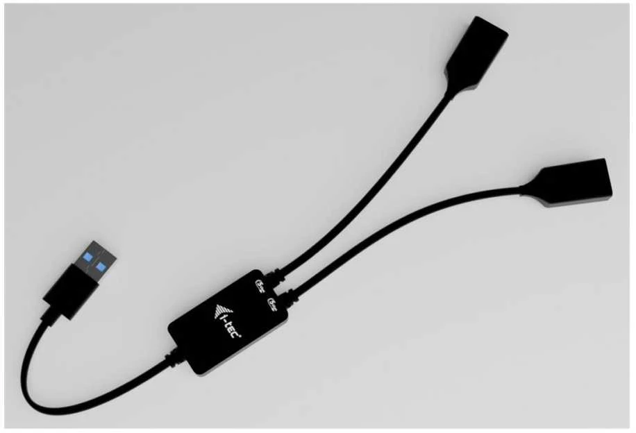 I-tec USB-A kabelio šakotuvas, 2 prievadų (2x USB-A), iki 5 Gbps, lankstus kabelio šakotuvas, 40 g