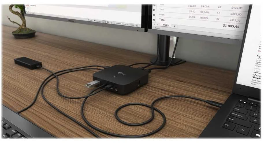 I-TEC USB-C Dual Ekranas MST DS 1x DP 1x HDMI 1xGLAN 3xUSB 3.0 2xUSB 2.0 1xUSB-C-Datei 1xGarso / mikrofono lizdas 1x100W USB-C PD + įkroviklis 112W