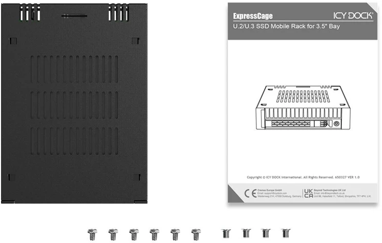 Kišenė Icy Dock We-Ra. IcyDock 1x2.5'' PCIe 4.0 NVMe U.2/U.3 į MCIO 1x3.5''