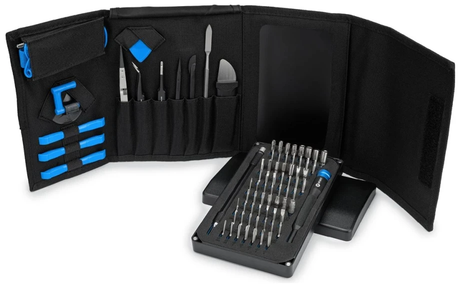 iFixit EU145307 - Įrankių rinkinys - Universalus - Atidarymo kirtiklis,Atsuktuvas,Spudger,Siurbtukas,Pincetas - Juodas,Mėlyna,Pilkas,Nerūdijantis plienas,Permatomas,Baltas - Plokščias,Apsauginis Torx,Veržliaraktis,Torx -3 pincetai