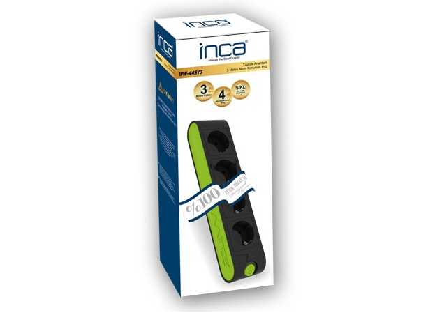 Inca Inca IPW-44YS3 Juodas, Žalias 4 x gniazdo jungiama į tinklą 250 V 3 m