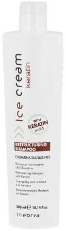 Inebrya Ice Kreminis Keratin Šampūnas atkuriamasis šampūnas plaukams su keratinu, 300 ml