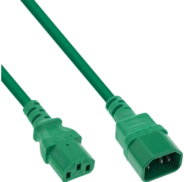 InLine® Maitinimo kabelio ilgintuvas, C13–C14, žalias, 0,5 m
