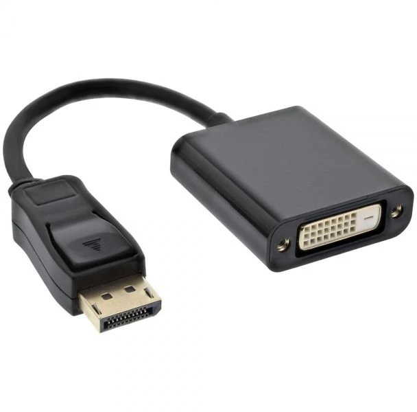 InLine DisplayPort adapterio kabelis vyriškas / DVI-D 24+1 moteriškas juodas 0,15 m, 0,2 m, DisplayPort, DVI-D, auksinis, juodas, vyriškas/moteriškas