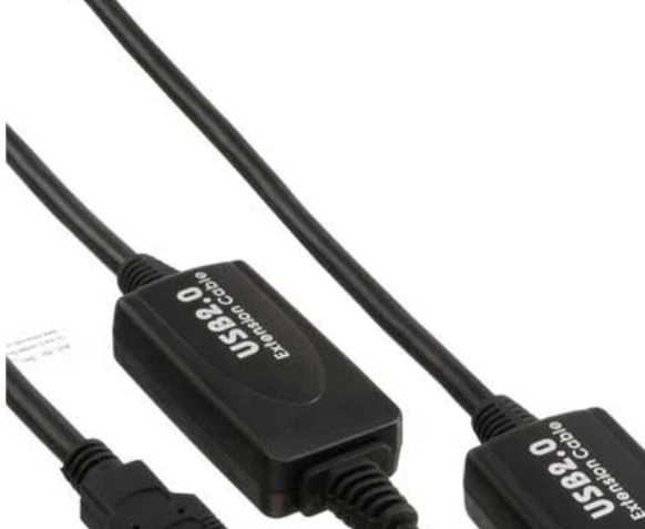 InLine USB 2.0 aktyvus signalo kartotuvo kabelis A tipo vyriškas / A tipo moteriškas, 20 m, USB A, USB A, USB 2.0, vyriškas/moteriškas, juodas
