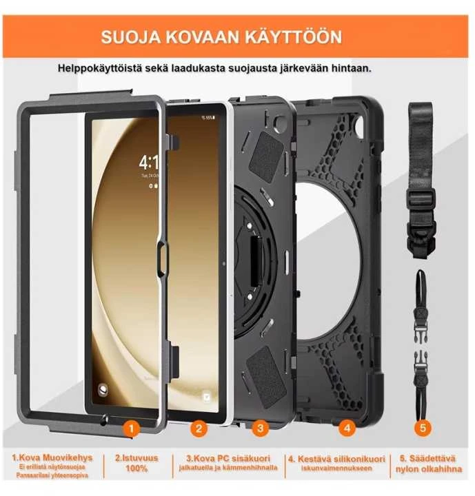 Insmat Ruggered Armor apsauginis dėklas, Samsung Galaxy Tab A9+, juodas