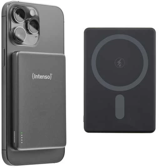 „Intenso Powerbank MW5000“ pilka 5000 mAh magnetinė belaidė baterija