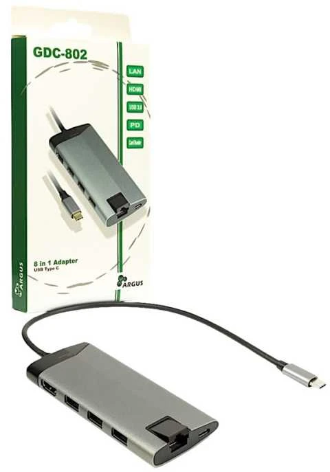 „Inter-Tech“ prijungimo stotis „Argus GDC-802 USB-C 1xHDMI Mobile“.