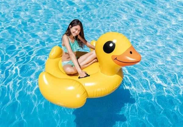 Pripučiamas žaislas INTEX Mega Yellow Duck Island, 147x147x81cm geltonas 57556NP