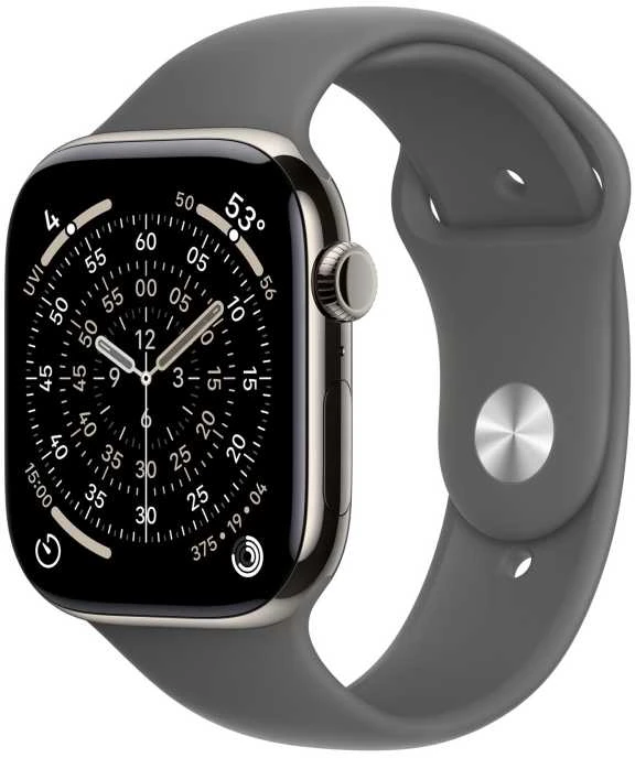 Išmanusis laikrodis Apple Watch 11 GPS + Cellular 46mm Natural Titanium Sport Band M/L Graphite (MFCX4ZR/A)