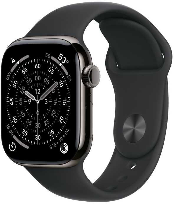 Išmanusis laikrodis Apple Watch S11 Titan Schiefer Cellular 42mm (Sportinis dirželis juodas) S/M