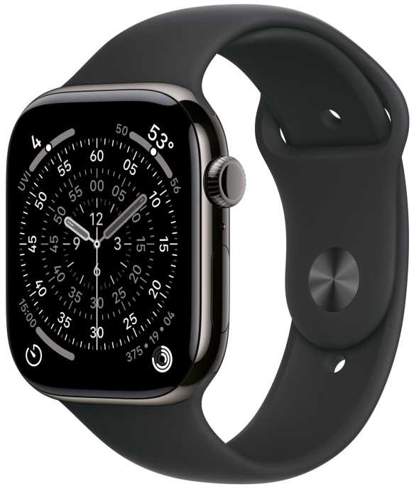 Išmanusis laikrodis Apple Watch 11 GPS + Cellular 46mm Slate Titanium Sport Band S/M Juodas (MFD14MP/A)