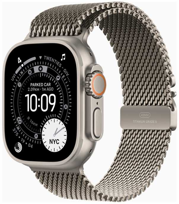 Išmanusis laikrodis Apple Watch Ultra 3 GPS + Cellular 49mm su natūralaus titano korpusu ir natūralaus titano Milano apyranke - Small