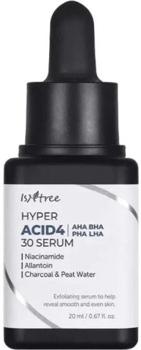 Isntree Hyper Acid4 AHA BHA PHA LHA 30 Serum veido serumas-šveitiklis su rūgščių kompleksu, 20 ml
