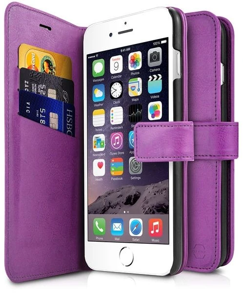 Dėklas ITSKINS AP67-BOOKC-PRPL dėklo su pinigine iPhone 8/7/6s/6, purpurinis