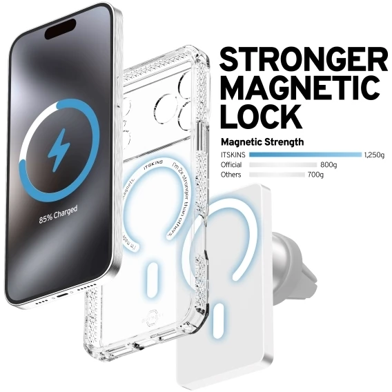 ITSKINS HYBRID MAGSAFE CLEAR dėklas, skirtas iPhone 17 Pro®. Permatomas