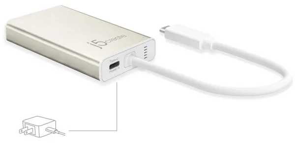j5create JCA374-N USB C tipo daugiafunkcis adapteris, Laidinis, USB C tipo, 60 W, 10,100,1000 Mbit/s, Auksinė, Balta, Metalinė šampano spalvos