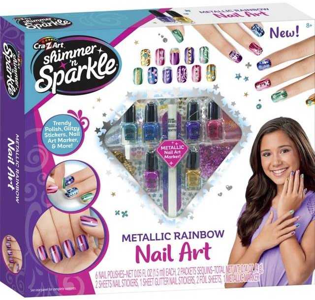 Jazwares Shimmer 'n Sparkle – metalinio vaivorykštės nagų meno rinkinys (65540)