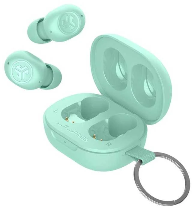 Jlab JBuds Mini aqua spalvos belaidės ausinės su dėklu